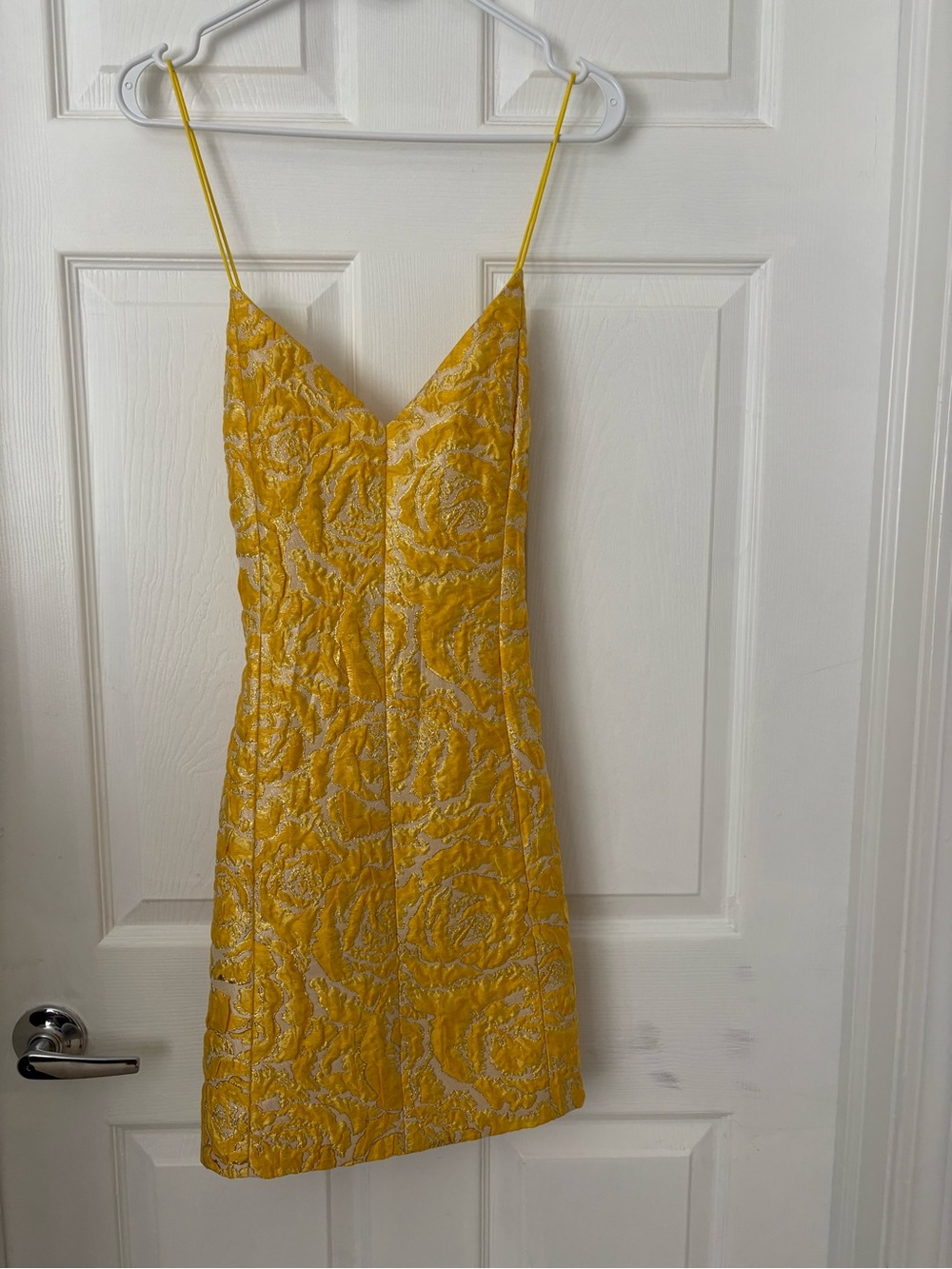 Alice + Olivia Yellow Floral Jacquard Mini Dress